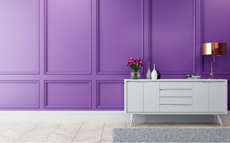 Purple and White Room Idea featuring these colors in the Entryway 