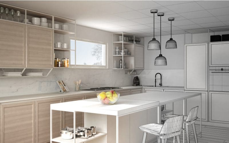 Warm Minimalist Kitchen with white granite countertops