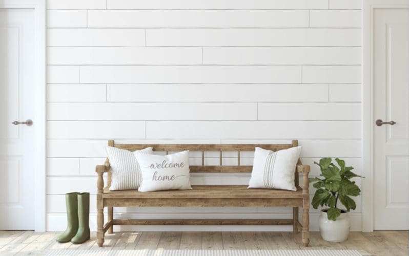 Shiplap type of wooden wall paneling