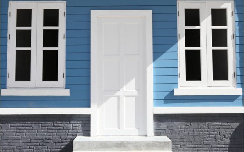 Idea for a White Front Door on a blue house
