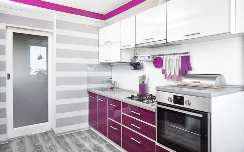 Purple and white room idea picturing a Magenta and White Kitchen 