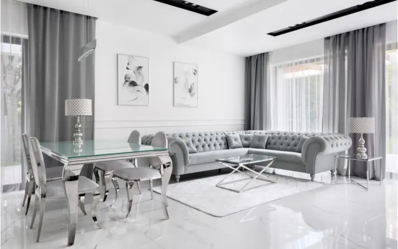 Silver furniture as a color of furniture that goes with gray walls