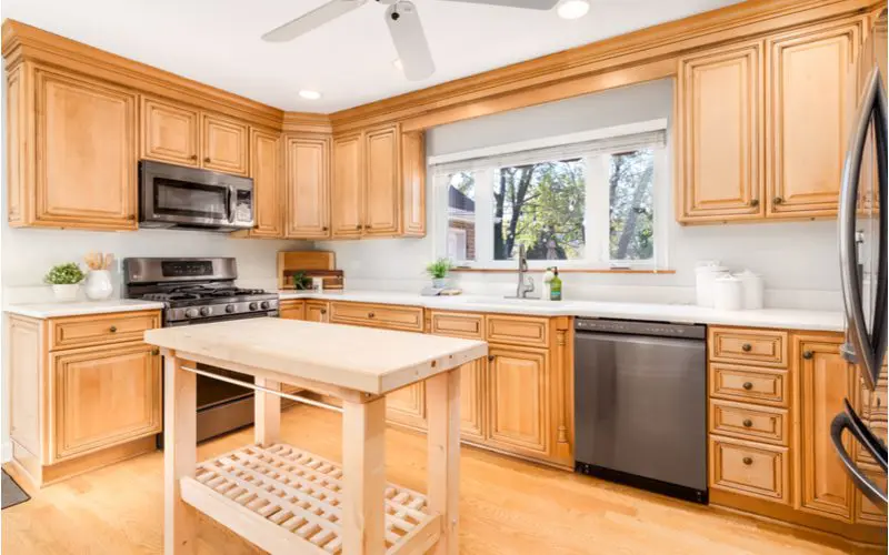 Light Maple Cabinets With White Butcher Block Countertops