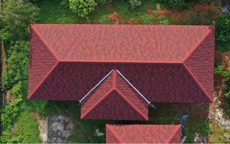 Image of a hip roof as viewed from above