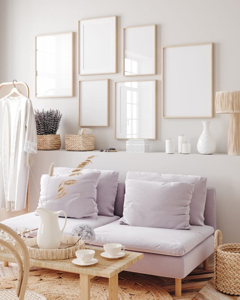 Lavender and White Living Area 