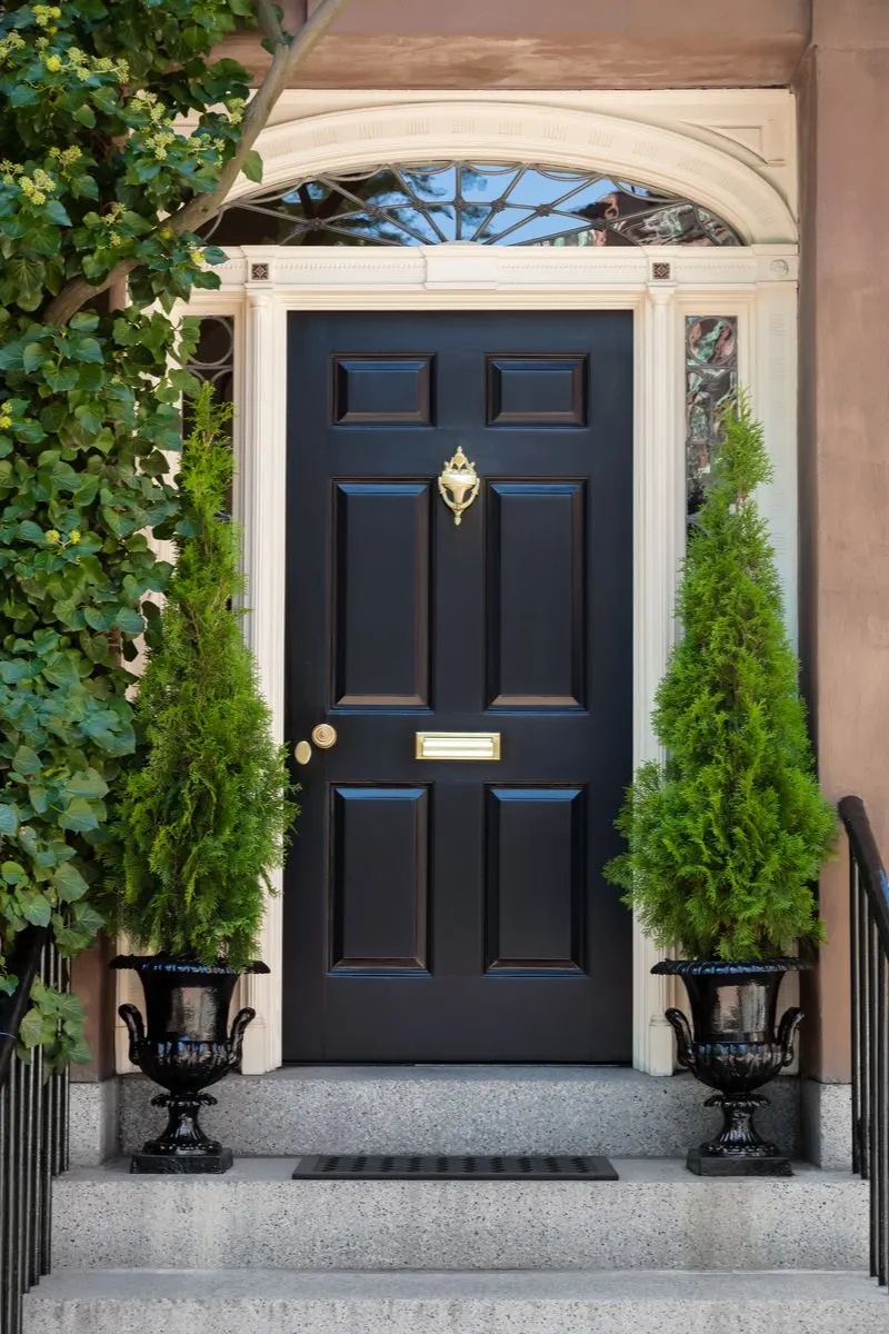 Simple Black Front Door for a piece on brown house front door colors