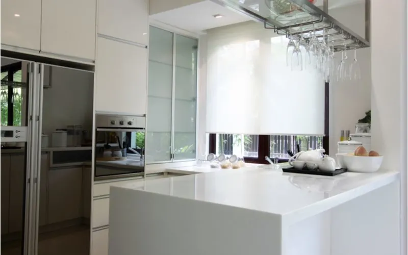 White granite countertops in a Modern City Kitchen