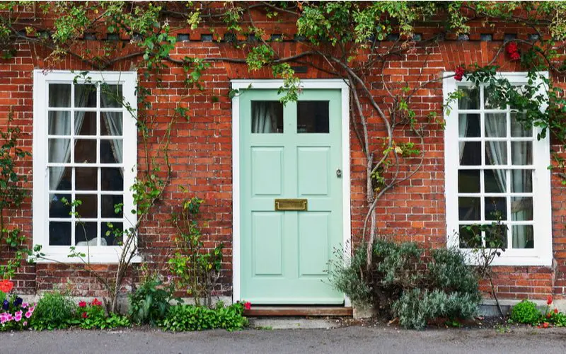Mint Green Brown House Front Door Color