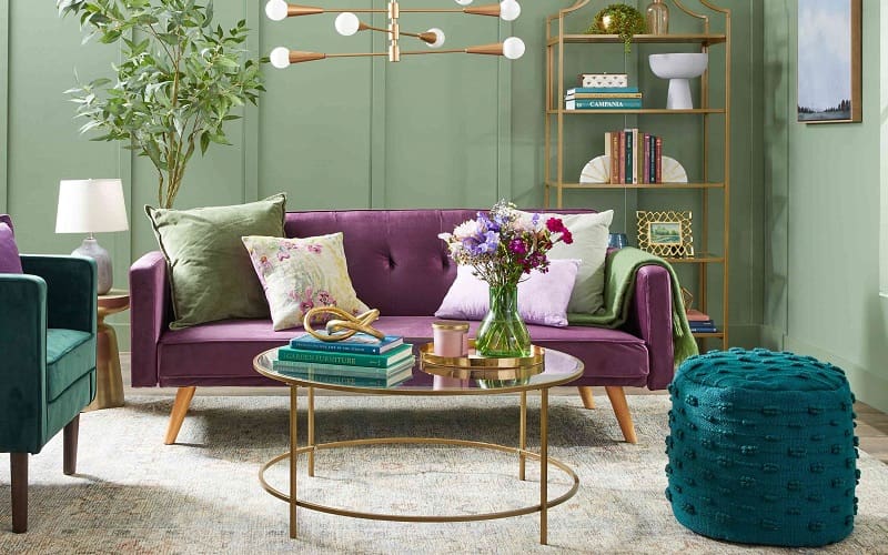 Lavender and Olive Green living Room