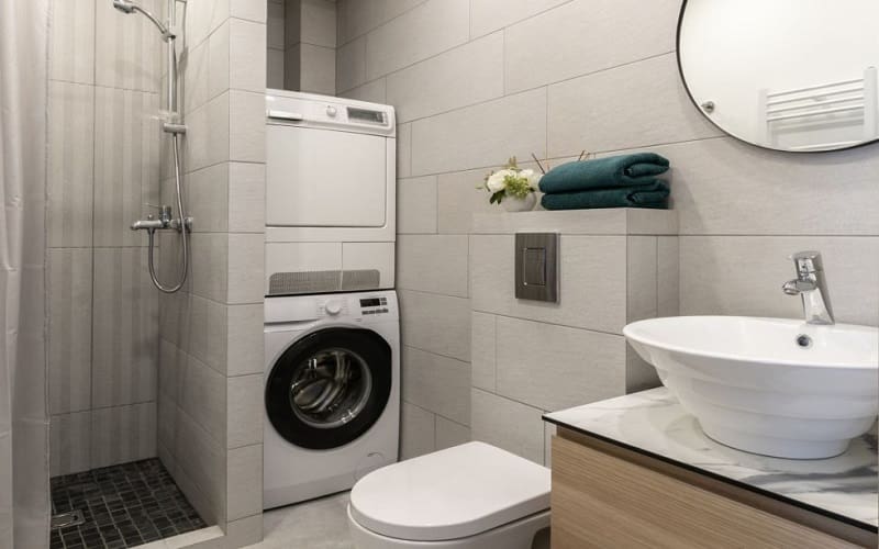 Bathroom layout with laundry facilities