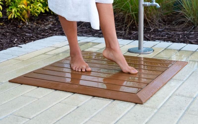 Composite deck for outdoor shower floor