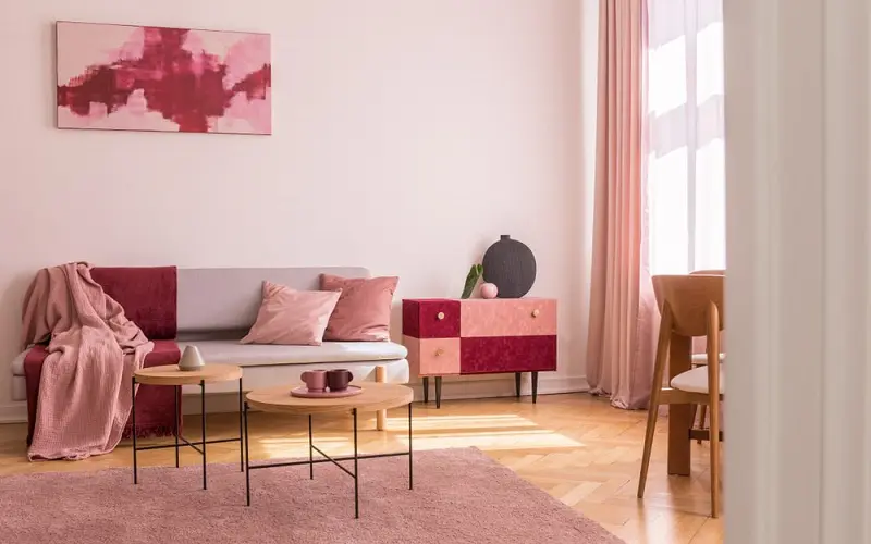 Pink and purple color ideas for living room