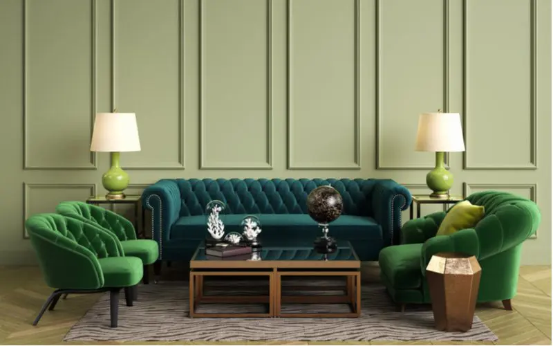 Image of a living room that helps answers what colors go with olive green