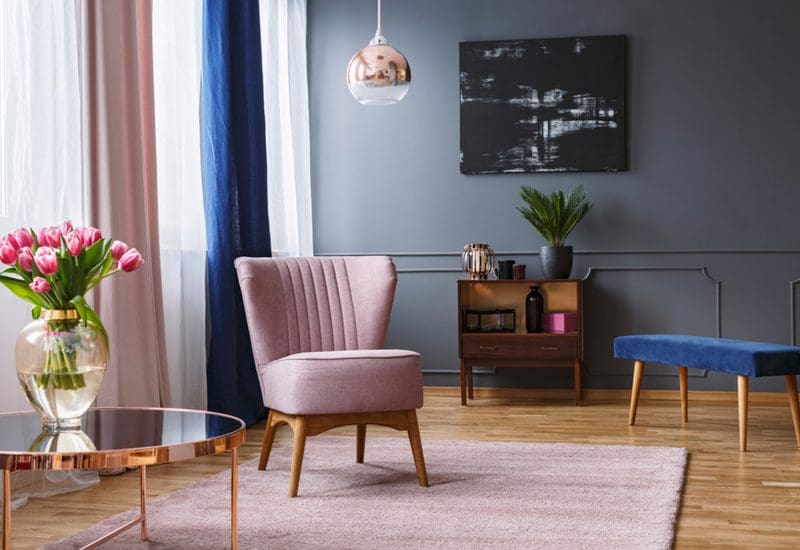 Image showing colors that go with pink in a living room