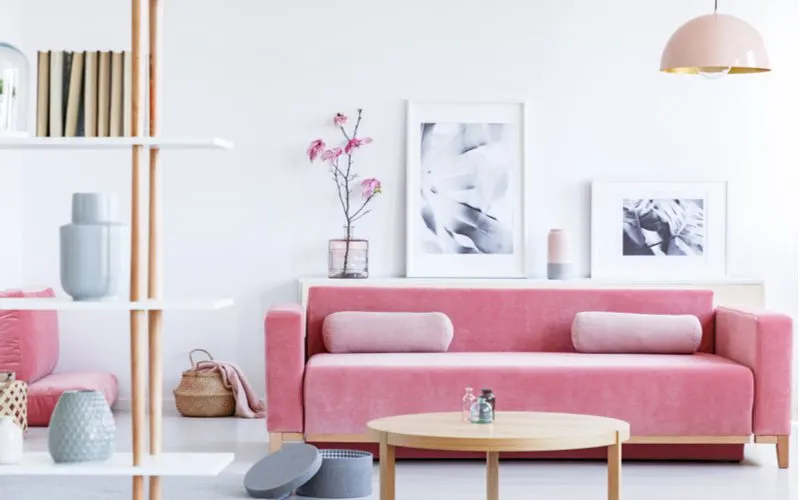 Various unique colors that go with pink in a living room