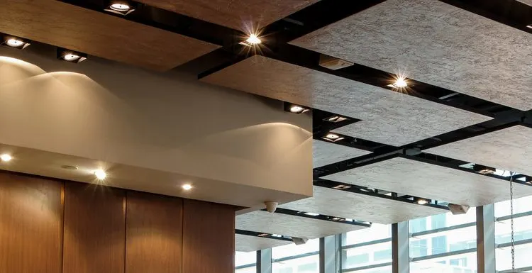 Unique ceiling materials made of wood and drywall