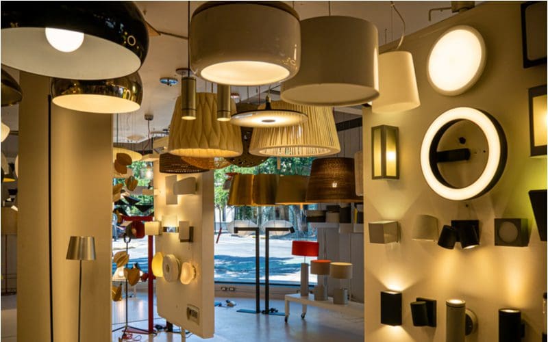 A bunch of the best types of ceiling lights in a store