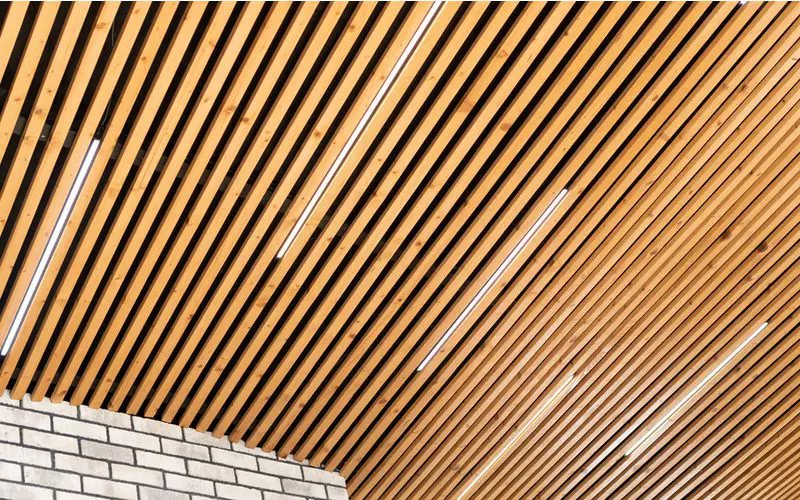 Types of ceiling materials made of wood and lighting