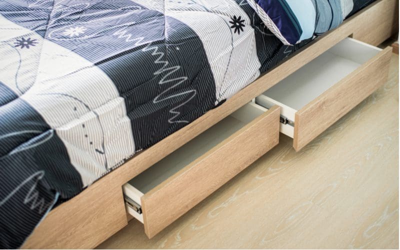 Under the bed storage depicted as a dresser alternative