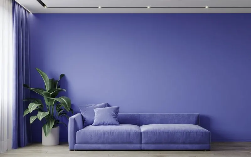 Image showing a lavender room with a few colors that go with lavender, green and white