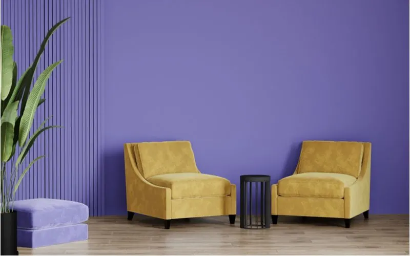 Image of a room with colors that go with lavender, mustard yellow and green