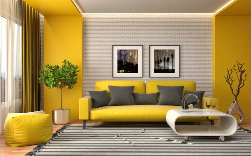 Image showing the best color curtains for yellow walls