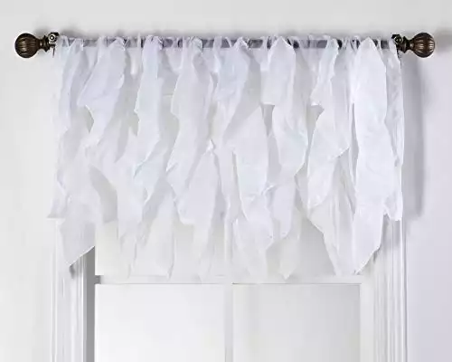 Diamond Home Cascade White Shabby Chic Sheer Valance Curtains
