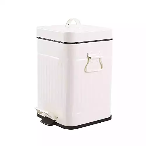 Bathroom Trash Can with Lid, Small Cream Color