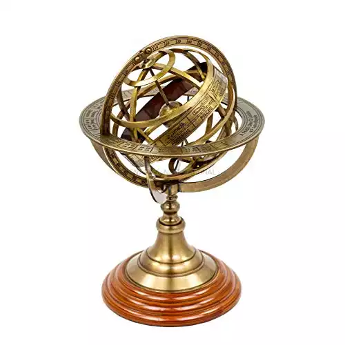 Antique Vintage Zodiac Armillary Brass Globe
