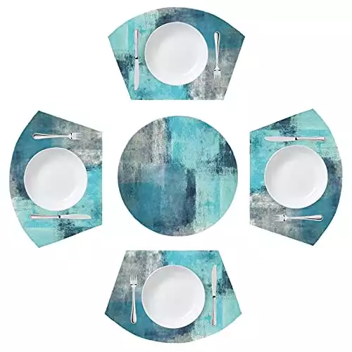 Blue Artistic Watercolor Round Table Placemats for Round Tables