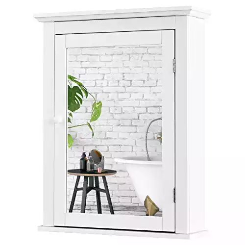 Tangkula Bathroom Cabinet with Mirror in White