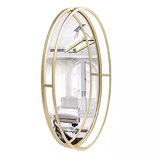 FUIN Decorative Wall Accent Mirror Oval Gold Metal Frame, for Bathroom