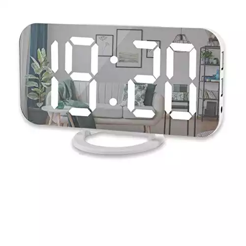 Digital Alarm Clock, Large LED Display with Dual USB Chargers for Bathroom