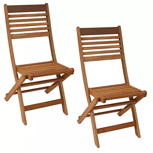 Sunnydaze Meranti Wood Outdoor Folding Patio Chairs