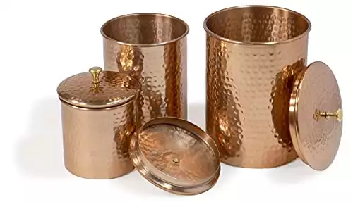 Red Co. Decorative Round Hand-Hammered Copper Nesting Canisters