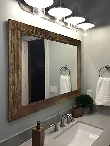 Shiplap Rustic Wood Framed Mirror, 20 Stain Colors