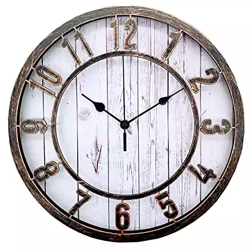 Ouyun Farmhouse/Vintage Wall Clock, Retro Style