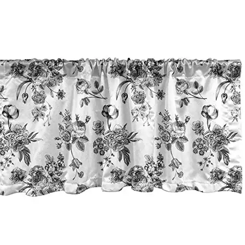 Ambesonne Black and White Window Valance Curtains