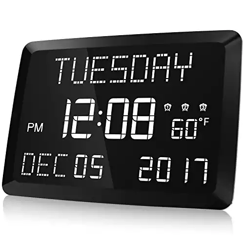 Digital Clock, Raynic 11.5" Large LED Word Display Dimmable Digital Wall Clock