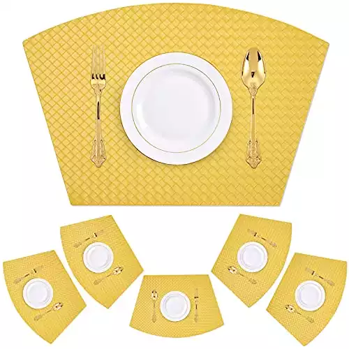 Homaxy Faux Leather Strip Placemats for Round Tables