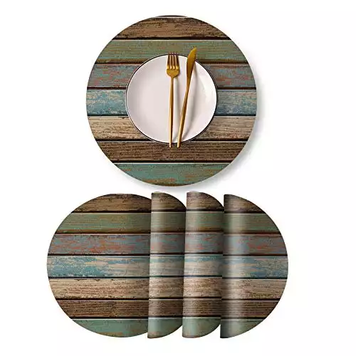 Rustic Plank Placemats Dinner Mat Round Placemats for Round Table