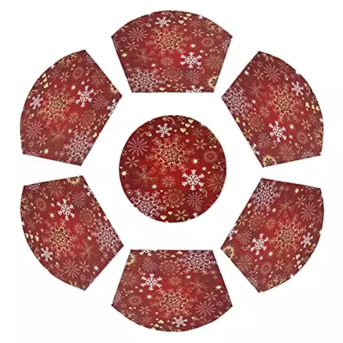Round Table Placemats Holiday Winter Christmas Snowflake Design
