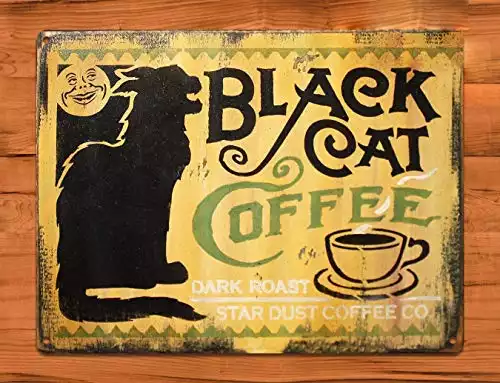 Nonbrand Funny Fantastic TIN Sign Black Cat Coffee Food Wall 8x12 inches