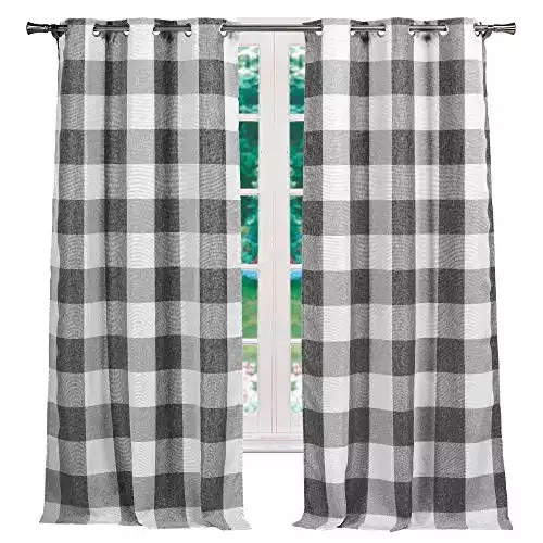 Elegant Linens Buffalo Plaid Gingham Check Farmhouse Curtains