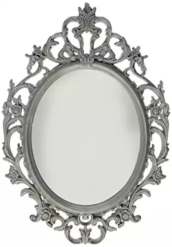 Kole Ornate Grey Oval Bathroom Mirror