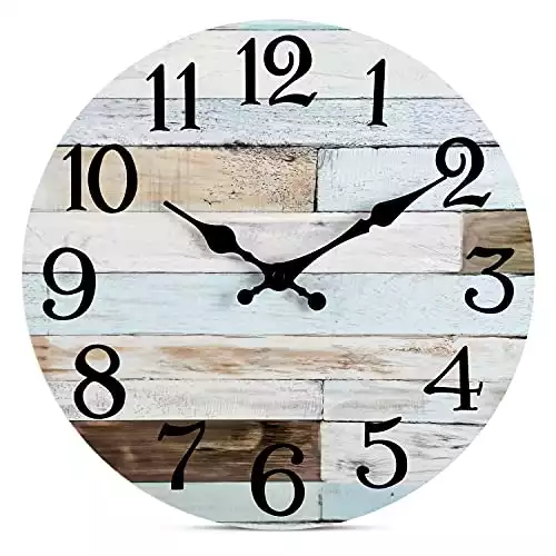 Wall Clock - 10 Inch Silent Wooden Wall Clock