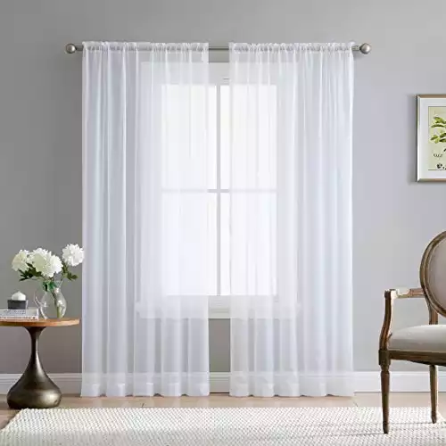 HLC.ME White Sheer Voile Window Curtains