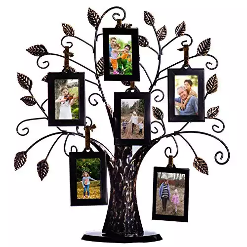 Klikel Family Tree Picture Frame Stand with 6 Hanging Photo Picture Frames