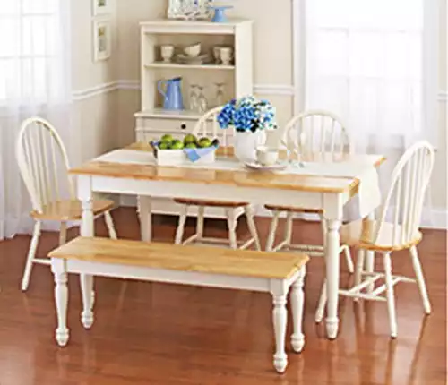White Dining Room Set with Bench
