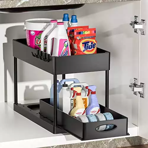 2-Tier Sliding Cabinet Basket Organizer Drawer